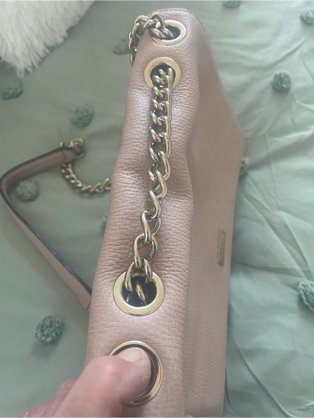 kate spade Blush Pink Pebbled Leather Chain-Handle Shoulder Bag - Picture 7 of 11